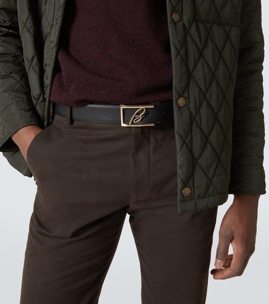 Logo leather belt
