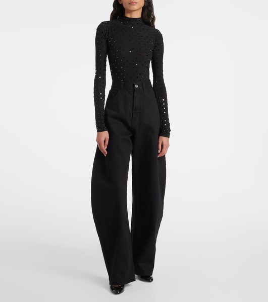 Embellished jersey bodysuit