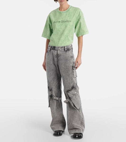 Mid-rise cotton canvas cargo pants