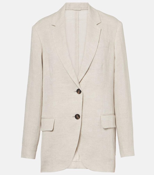 Linen-blend blazer