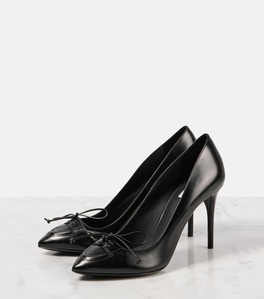 Bow-Detailed Leather Pumps