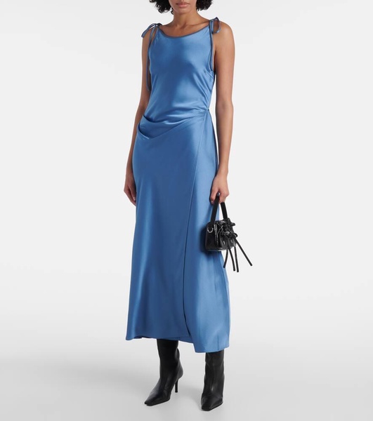 Draped satin maxi dress