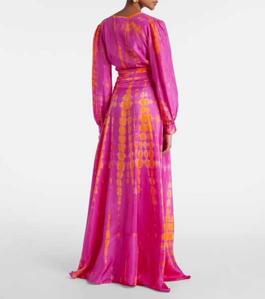 Tie-dye silk wrap skirt