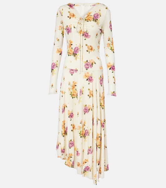 Edna floral asymmetric midi dress
