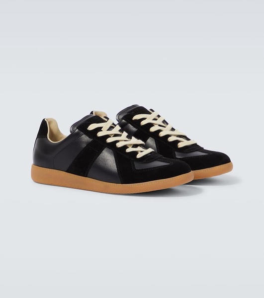 Replica leather and suede sneakers