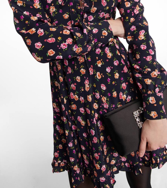 Printed belted silk minidress