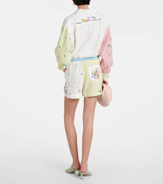 Willa embroidered linen shorts