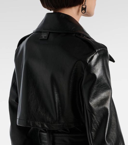 Faux leather trench coat