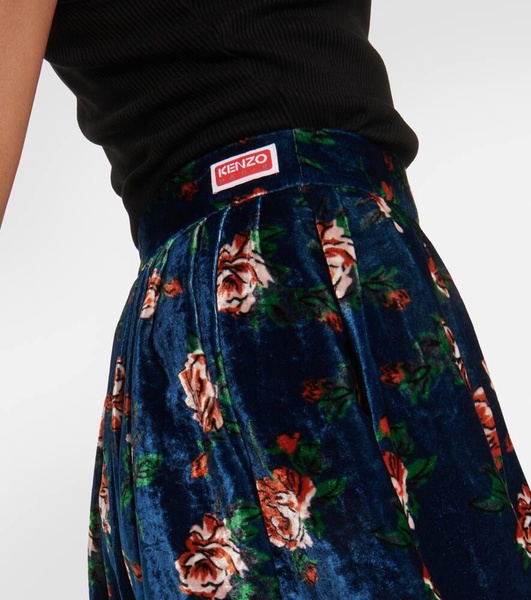 Floral velvet miniskirt