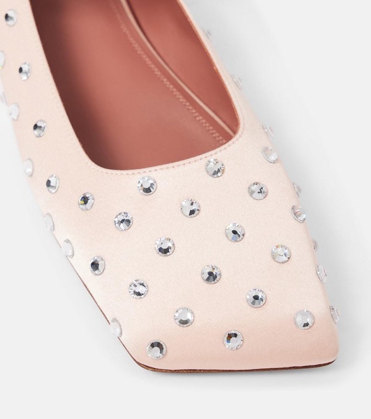 Ane crystal-embellished satin ballet flats