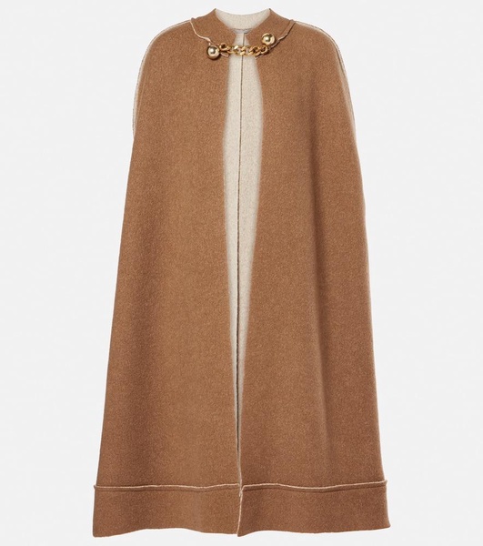 Wool-blend bouclé cape 