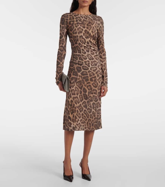 Leopard-print midi dress