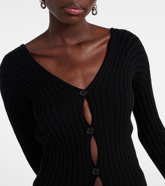 Ribbed-knit cotton crêpe cardigan