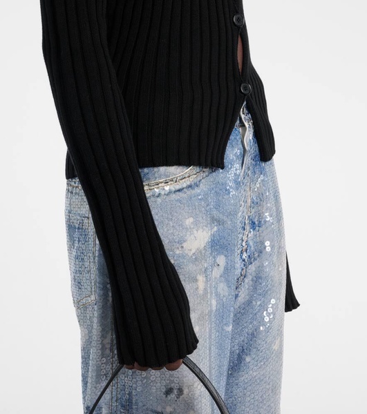 Ribbed-knit cotton crêpe cardigan