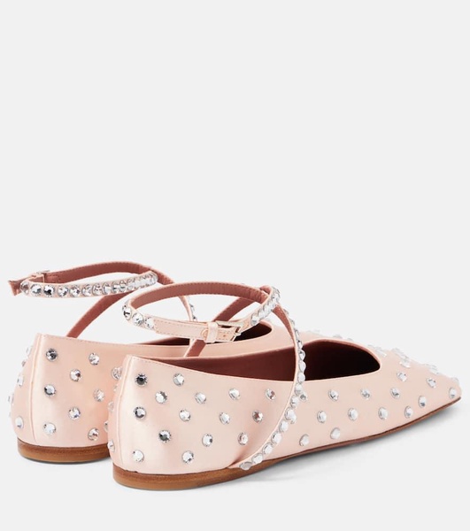 Ane crystal-embellished satin ballet flats