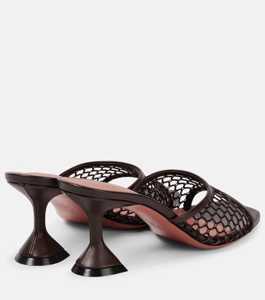 Lupita leather-trimmed raffia mules