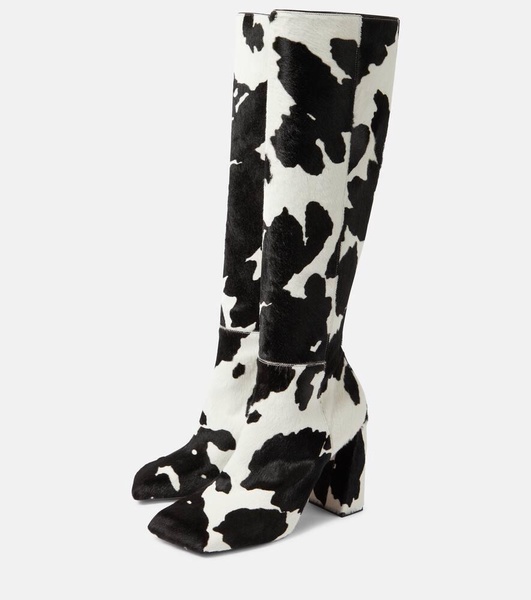 Marine calf hair knee-high boots