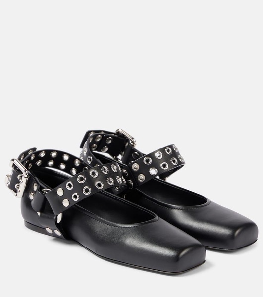 Studded leather Mary Jane flats
