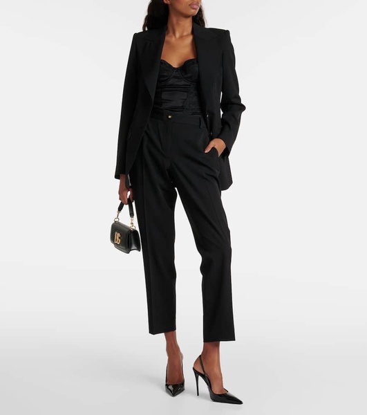 Low-rise wool-blend slim pants