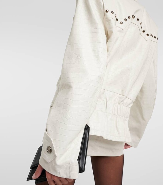 Croc-effect leather jacket