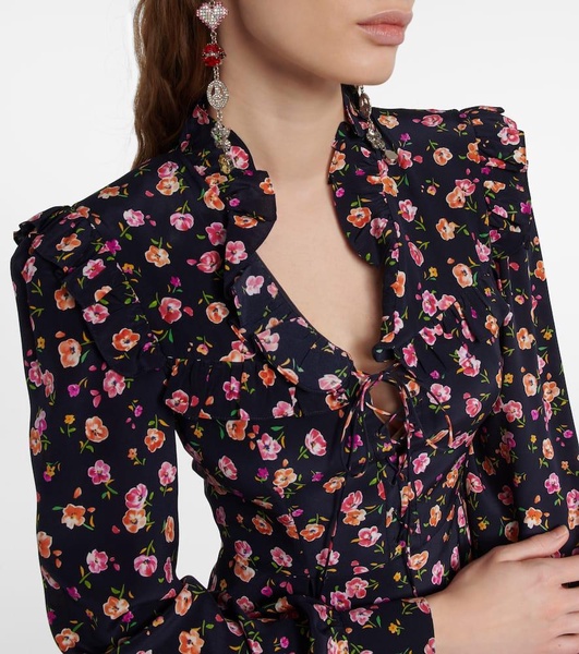 Printed belted silk minidress