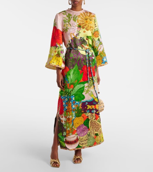 Tiger silk-blend midi dress