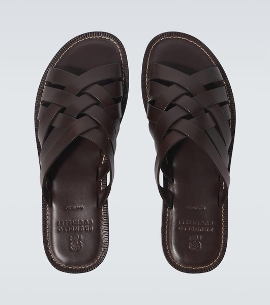 Leather slip-on shoes