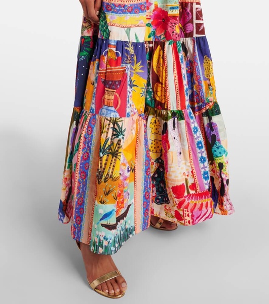 Embellished cutout cotton maxi dress