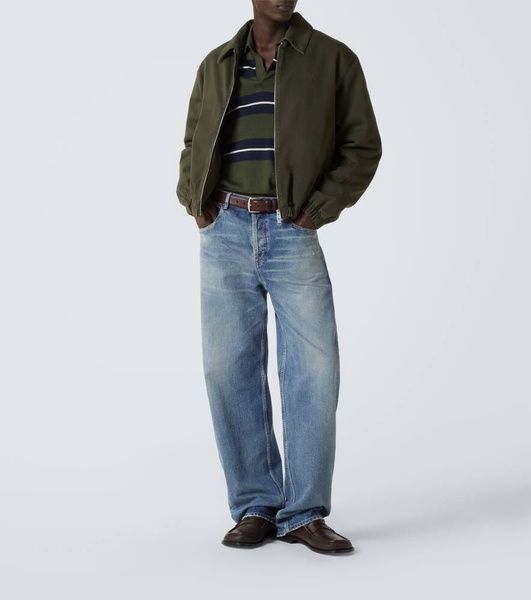 Striped wool and silk polo sweater