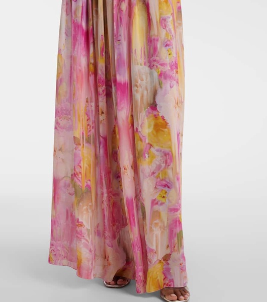 Floral off-shoulder georgette gown