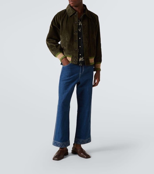 Football Silhouette printed linen shirt