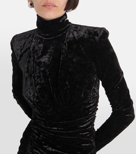 Draped velvet minidress