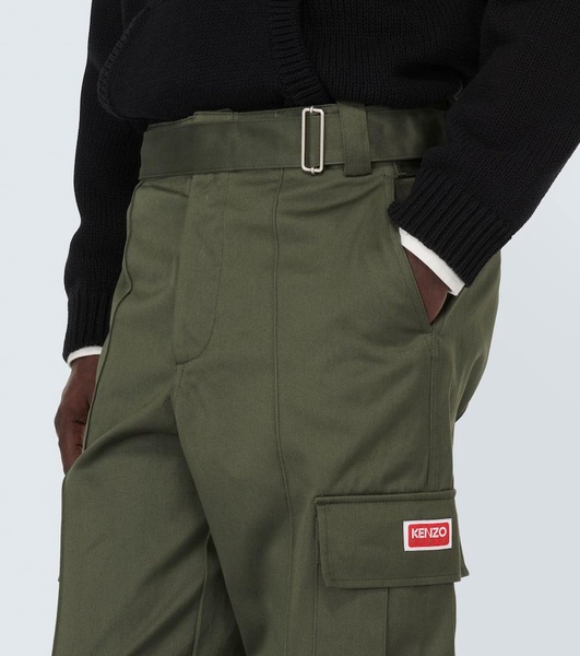 Mid-rise cotton cargo pants