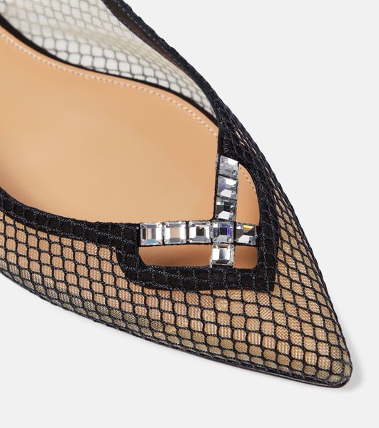 Forbidden Love mesh and suede slingback flats