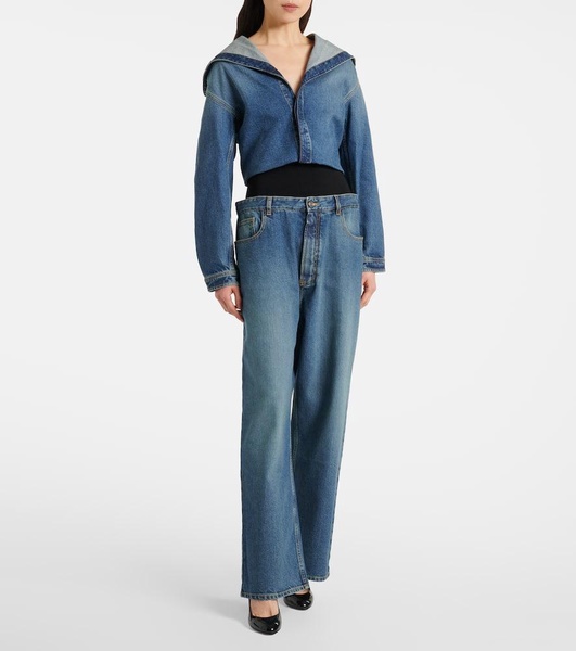 Hooded denim shirt