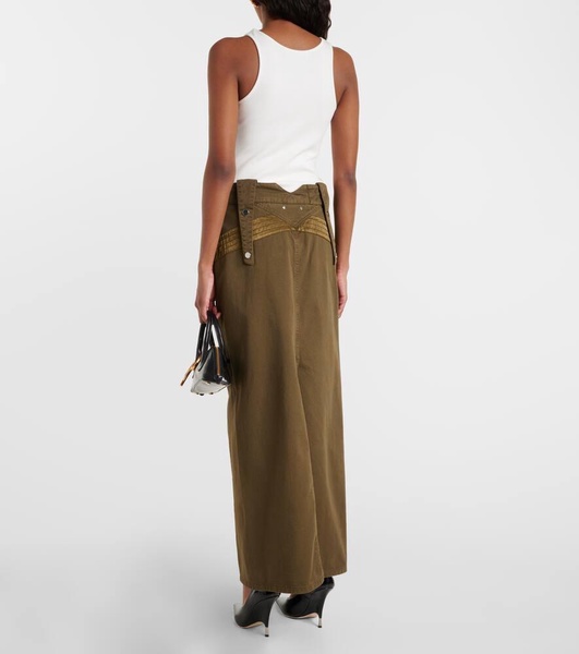 Denim cargo maxi skirt 