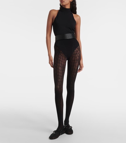 Croc-effect tights