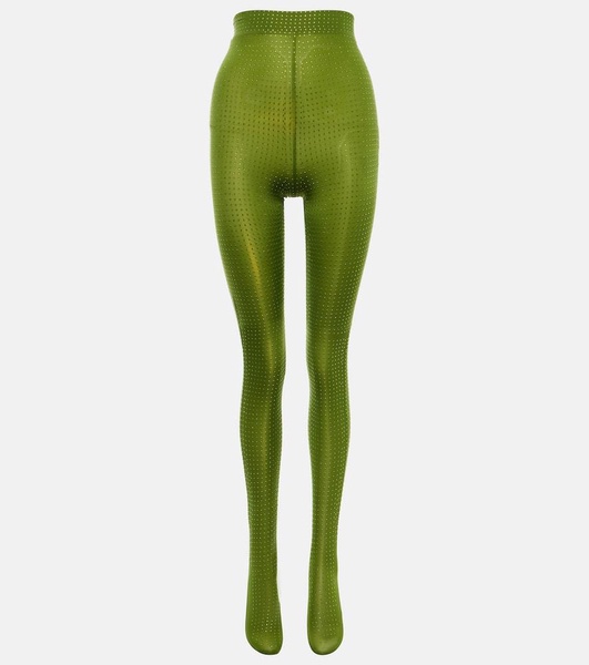 Crystal-embellished jersey tights