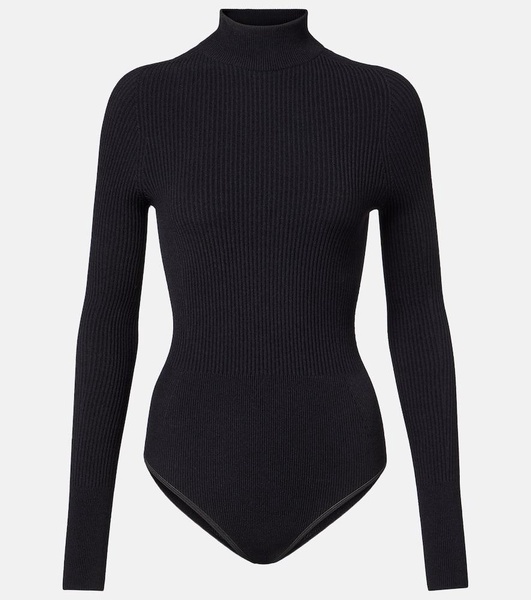 Ribbed-knit turtleneck bodysuit