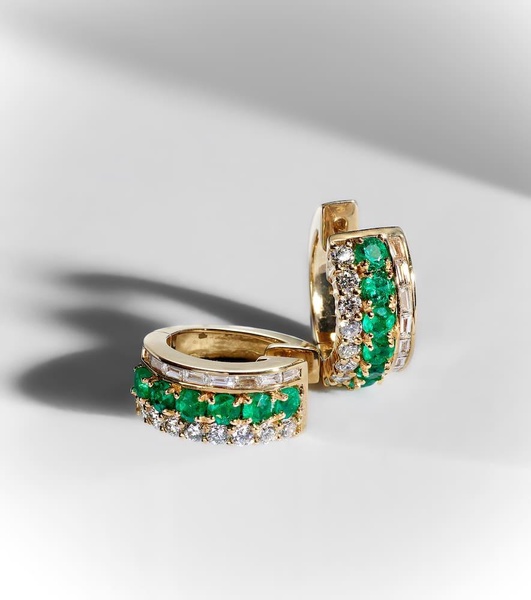 Lola 18kt gold earrings with emeralds and diamonds