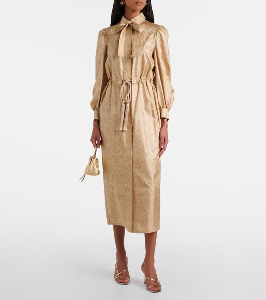 Ape belted silk twill maxi dress