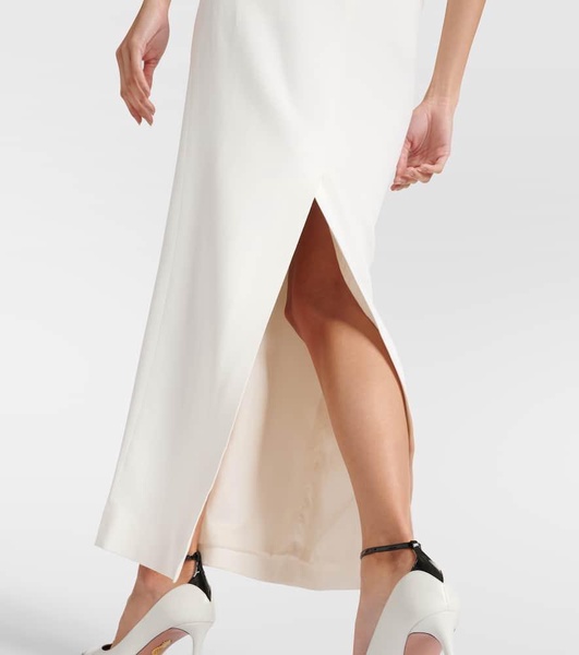 Organza-trimmed cady bustier gown