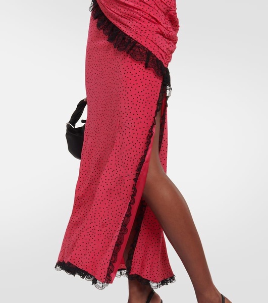 Floral-appliqué silk maxi dress