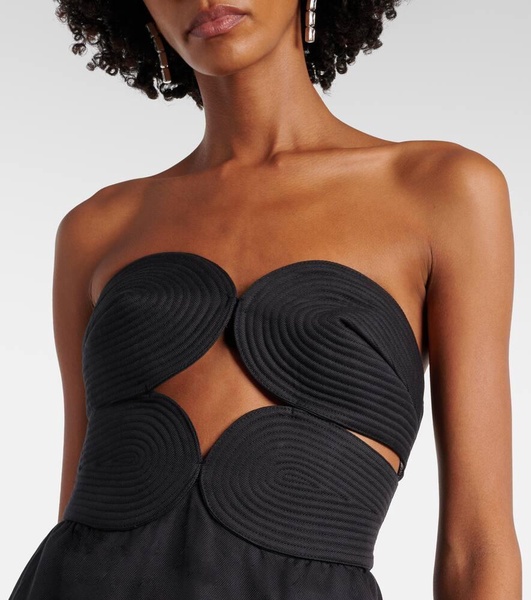 Strapless cotton and linen-blend maxi dress