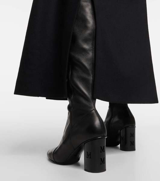Damier leather over-the-knee boots