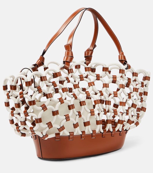 Squillo leather-trimmed tote bag
