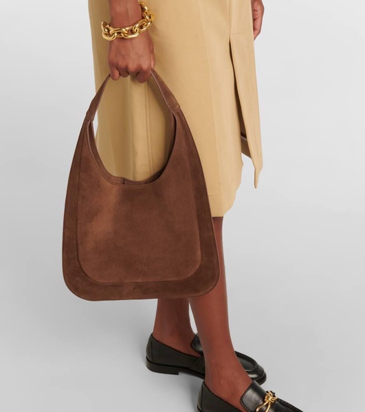 Midi suede shoulder bag