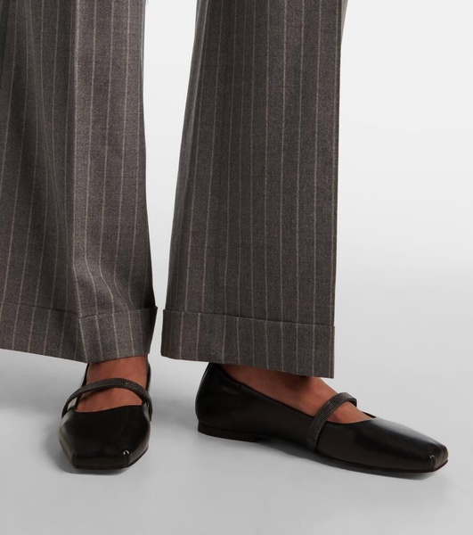 Monili leather Mary Jane flats
