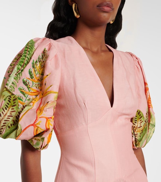 Papaya linen-blend minidress