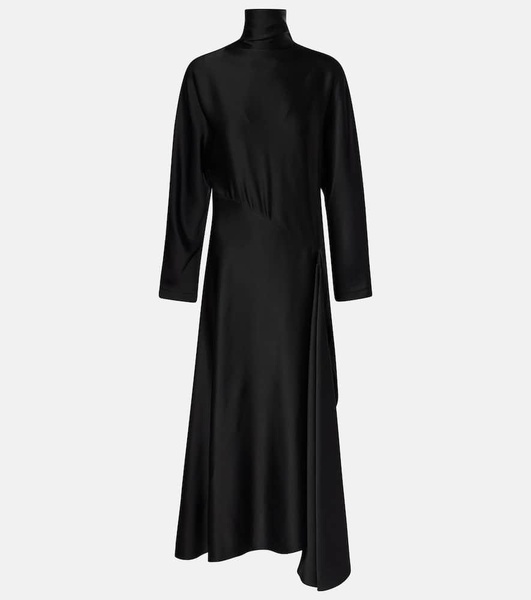 Asymmetric satin midi dress
